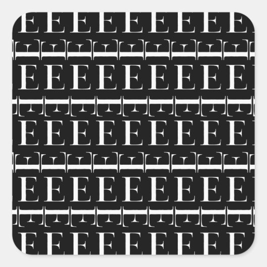 Anfangsbuchstaben E Quadratischer Aufkleber (Vorderseite)