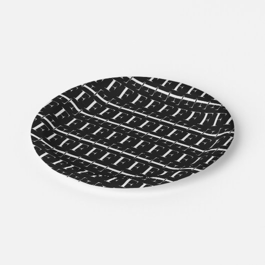 Anfangsbuchstaben F Pappteller (Schrägansicht)