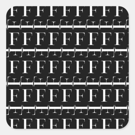 Anfangsbuchstaben F Quadratischer Aufkleber (Vorderseite)