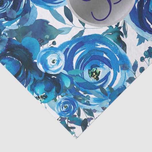 Anfangsbuchstaben für blaues Indigoflor Seidenpapier (Ausschnitt)