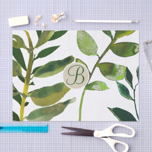 Anfangsbuchstaben für botanisch grüne Blätter Seidenpapier (Handwerk)