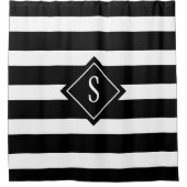 Anfangsbuchstaben für moderne Schwarz-Weiß-Streife Duschvorhang (Vorderseite)