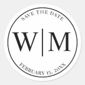 Anfangsbuchstaben für Monogramm Save the Date Runder Aufkleber (Vorderseite)