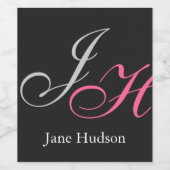 Anfangsbuchstaben für Schwarz-Grau-Monogramm Weinetikett (Einzelnes Label)