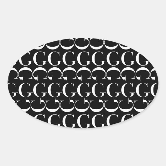 Anfangsbuchstaben G Ovaler Aufkleber (Vorderseite)