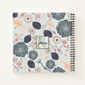 Anfangsbuchstaben Grau Peach floral Muster Notizblock (Rückseite)