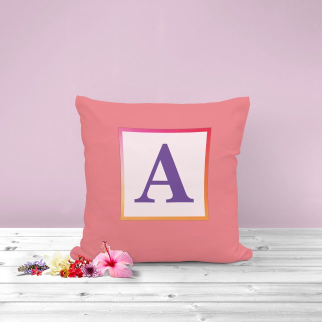Anfangsbuchstaben im Farbverlaufquadrat/ Monogramm Kissen (Initial letter personalized pillow design )