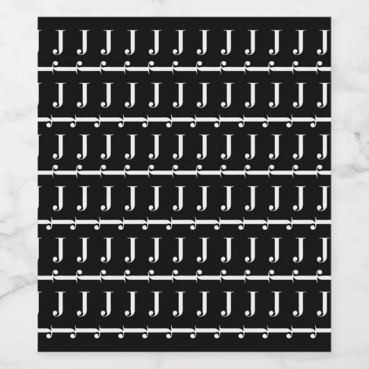 Anfangsbuchstaben J Weinetikett (Einzelnes Label)
