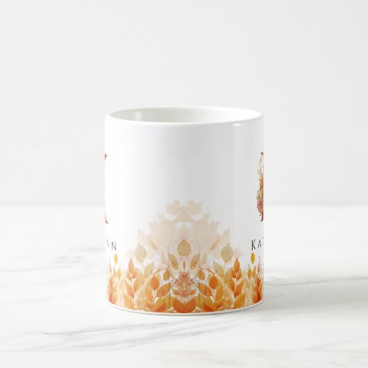 Anfangsbuchstaben K für Herbstlaub Kaffeetasse (Mittel)