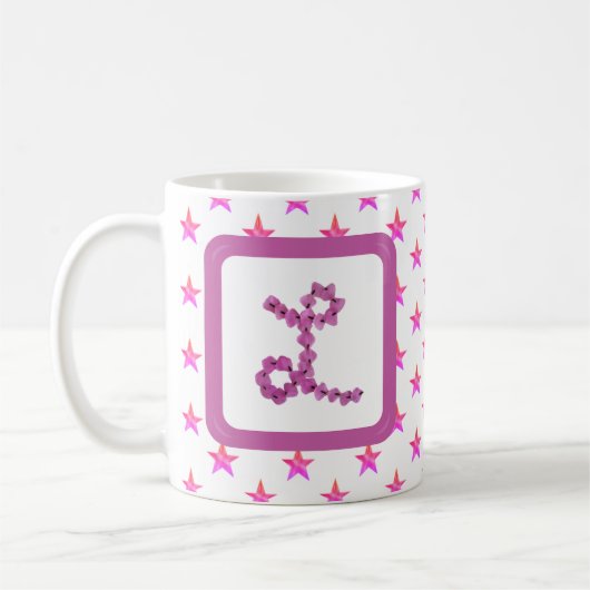 Anfangsbuchstaben L Sterne Rosa Blume Kaffeetasse (Links)