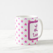 Anfangsbuchstaben L Sterne Rosa Blume Monogramm Kaffeetasse (VorderseiteRechts)