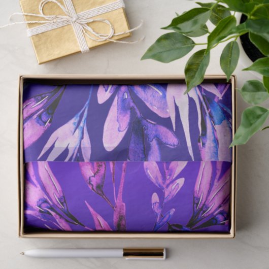 Anfangsbuchstaben lila botanischer Blätter Seidenpapier (Geschenk)