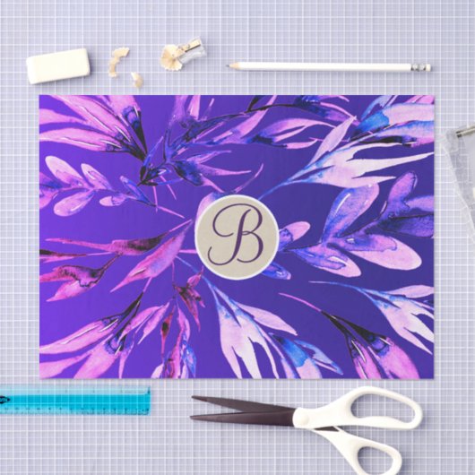 Anfangsbuchstaben lila botanischer Blätter Seidenpapier (Handwerk)