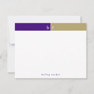 Anfangsbuchstaben Lila Gold Monogramm Persönliches Mitteilungskarte