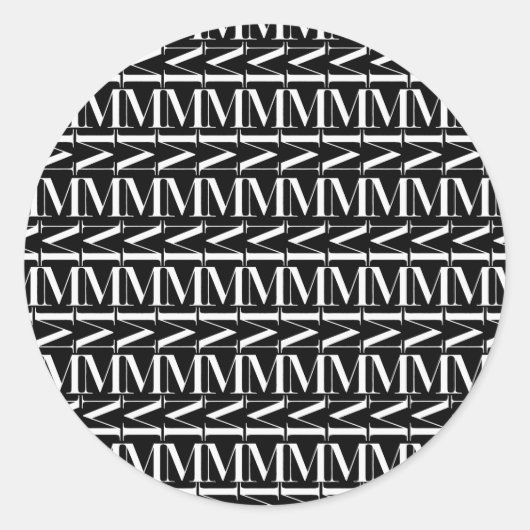 Anfangsbuchstaben M Runder Aufkleber (Vorderseite)