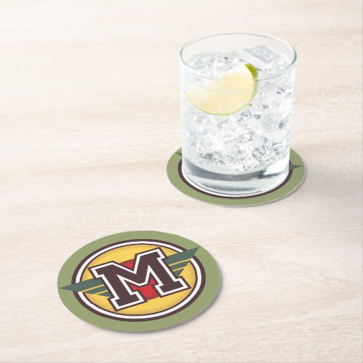 Anfangsbuchstaben "M" Runder Pappuntersetzer (Vor Ort)