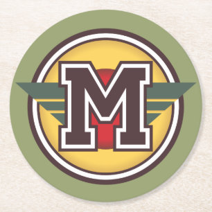 Anfangsbuchstaben "M" Runder Pappuntersetzer