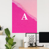 Anfangsbuchstaben Monogram Moderner Stylist rosa Poster (Heimbüro)