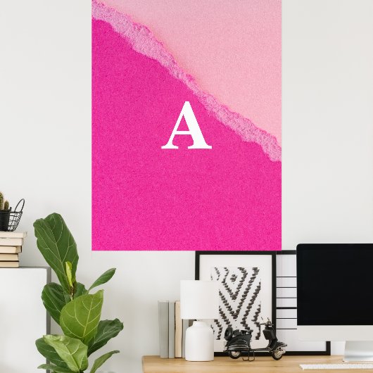 Anfangsbuchstaben Monogram Moderner Stylist rosa Poster (Heimbüro)