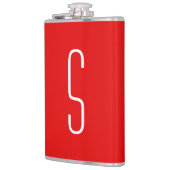 Anfangsbuchstaben Monogram, Modernes Rotes Weiß Flachmann (Links)