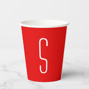 Anfangsbuchstaben Monogram, Modernes Rotes Weiß Pappbecher
