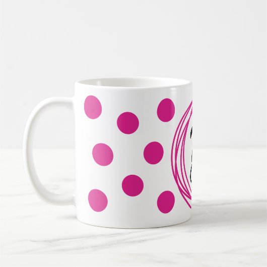 Anfangsbuchstaben Monogram Pink Polka Punkte Kaffeetasse (Links)