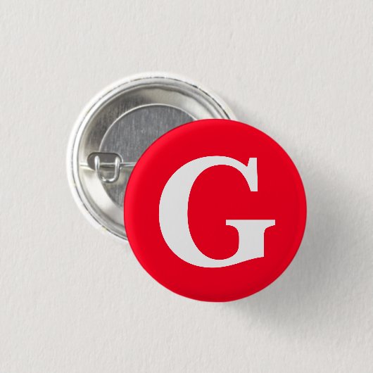 Anfangsbuchstaben Monogram Red White Schlicht Simp Button (Vorne & Hinten)