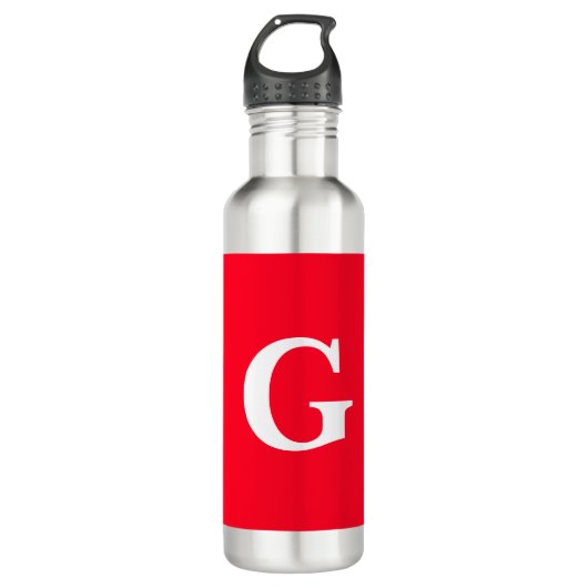 Anfangsbuchstaben Monogram Red White Schlicht Simp Edelstahlflasche (Vorderseite)