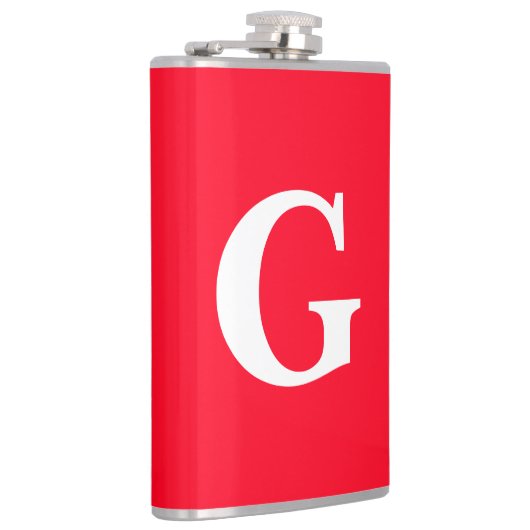 Anfangsbuchstaben Monogram Red White Schlicht Simp Flachmann (Rechts)