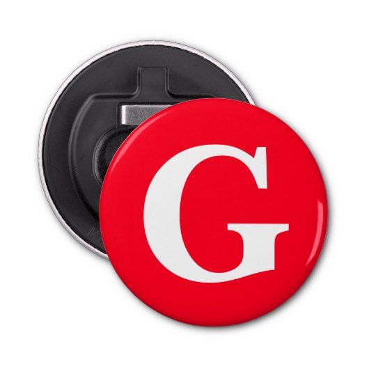 Anfangsbuchstaben Monogram Red White Schlicht Simp Flaschenöffner (Vorderseite)