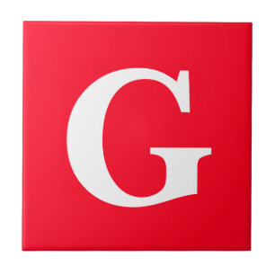 Anfangsbuchstaben Monogram Red White Schlicht Simp Fliese