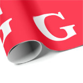 Anfangsbuchstaben Monogram Red White Schlicht Simp Geschenkpapier (Rolleneckpunkt)