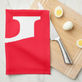 Anfangsbuchstaben Monogram Red White Schlicht Simp Geschirrtuch (Viertel Falte)