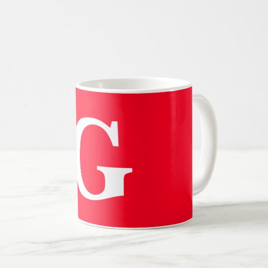 Anfangsbuchstaben Monogram Red White Schlicht Simp Kaffeetasse (VorderseiteRechts)