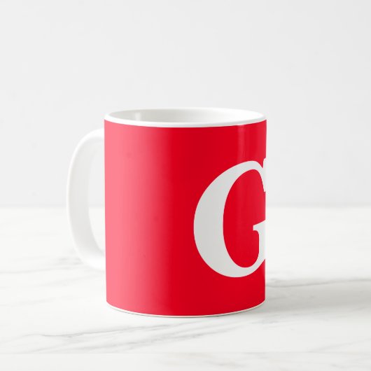 Anfangsbuchstaben Monogram Red White Schlicht Simp Kaffeetasse (Vorderseite Links)