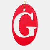 Anfangsbuchstaben Monogram Red White Schlicht Simp Keramik Ornament (Links)