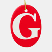Anfangsbuchstaben Monogram Red White Schlicht Simp Keramik Ornament (Hinten)