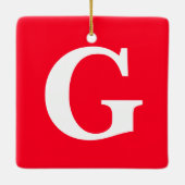 Anfangsbuchstaben Monogram Red White Schlicht Simp Keramikornament (Rückseite)