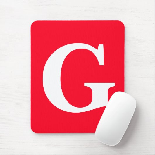 Anfangsbuchstaben Monogram Red White Schlicht Simp Mousepad (Mit Mouse)