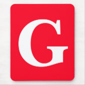 Anfangsbuchstaben Monogram Red White Schlicht Simp Mousepad (Vorne)