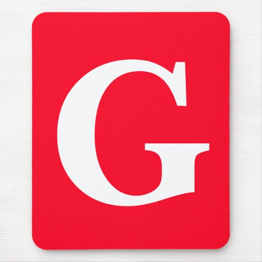 Anfangsbuchstaben Monogram Red White Schlicht Simp Mousepad (Vorne)