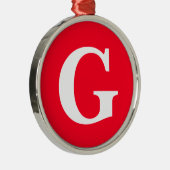 Anfangsbuchstaben Monogram Red White Schlicht Simp Ornament Aus Metall (Rechts)