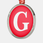 Anfangsbuchstaben Monogram Red White Schlicht Simp Ornament Aus Metall (Links)