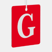 Anfangsbuchstaben Monogram Red White Schlicht Simp Ornament Aus Metall (Vorderseite Rechts)