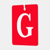 Anfangsbuchstaben Monogram Red White Schlicht Simp Ornament Aus Metall (Vorderseite links)