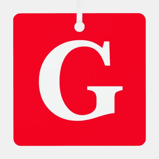 Anfangsbuchstaben Monogram Red White Schlicht Simp Ornament Aus Metall (Vorderseite)