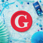 Anfangsbuchstaben Monogram Red White Schlicht Simp Pappteller (Party)