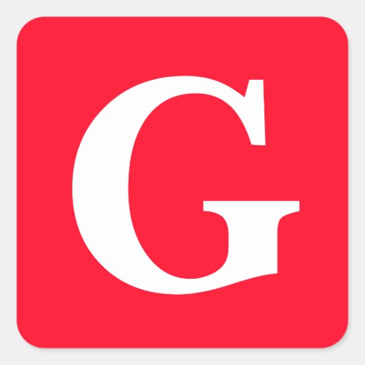 Anfangsbuchstaben Monogram Red White Schlicht Simp Quadratischer Aufkleber (Vorderseite)