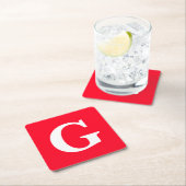 Anfangsbuchstaben Monogram Red White Schlicht Simp Rechteckiger Pappuntersetzer (Vor Ort)