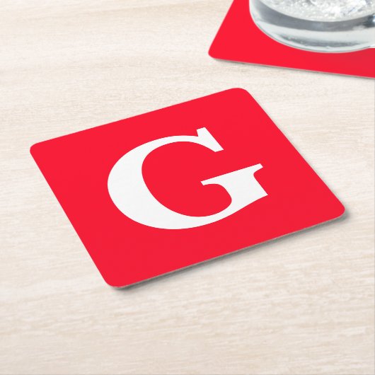 Anfangsbuchstaben Monogram Red White Schlicht Simp Rechteckiger Pappuntersetzer (angewinkelt)